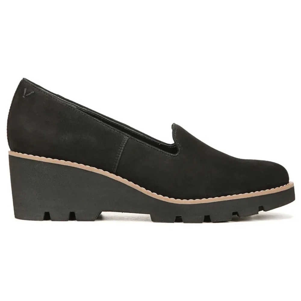 Vionic Willa Wedge Women's 9.5 Black Suede Slip On Wedge Loafer Shoes VER1123 - Picture 2 of 6